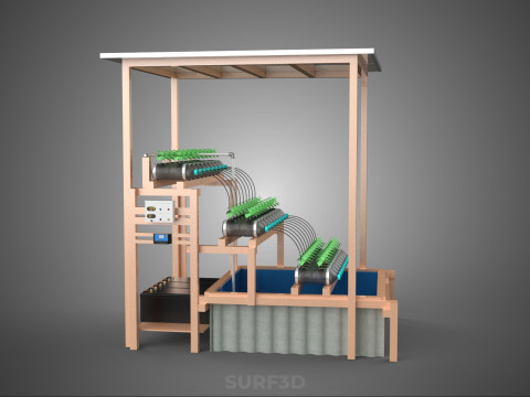 IOT HYDROPONIC PLANT PLASTIC BOTTLE CONTAINER SOLAR PANEL POWER 3Dモデル