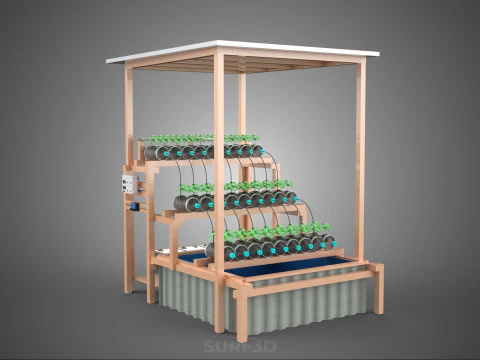 IOT HYDROPONIC PLANT PLASTIC BOTTLE CONTAINER SOLAR PANEL POWER 3D Model