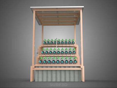 IOT HYDROPONIC PLANT PLASTIC BOTTLE CONTAINER SOLAR PANEL POWER 3D Model