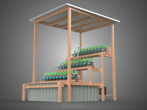 IOT HYDROPONIC PLANT PLASTIC BOTTLE CONTAINER SOLAR PANEL POWER 3Dモデル