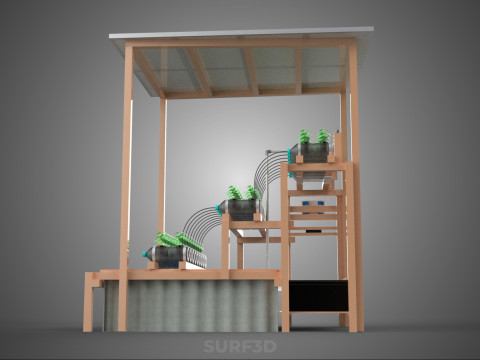 IOT HYDROPONIC PLANT PLASTIC BOTTLE CONTAINER SOLAR PANEL POWER 3Dモデル