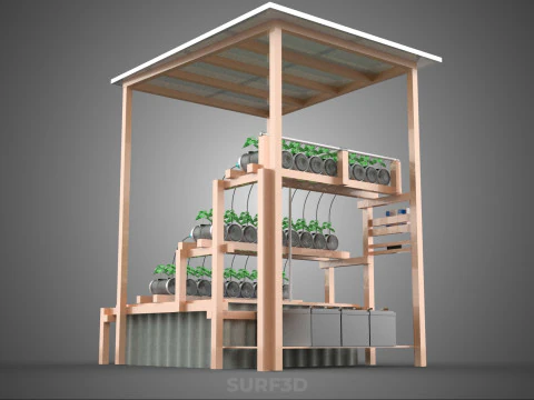 IOT HYDROPONIC PLANT PLASTIC BOTTLE CONTAINER SOLAR PANEL POWER 3D Model
