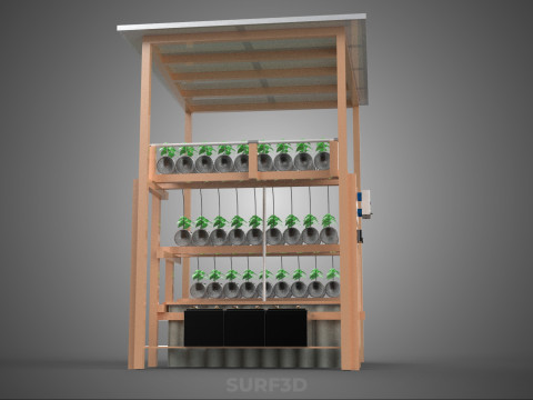 IOT HYDROPONIC PLANT PLASTIC BOTTLE CONTAINER SOLAR PANEL POWER 3Dモデル