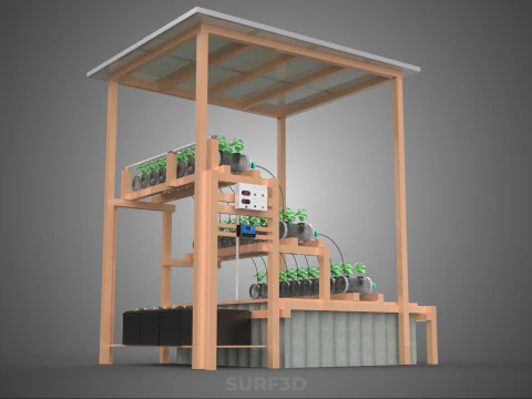 IOT HYDROPONIC PLANT PLASTIC BOTTLE CONTAINER SOLAR PANEL POWER 3D Model