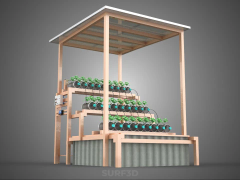 IOT HYDROPONIC PLANT PLASTIC BOTTLE CONTAINER SOLAR PANEL POWER 3D Model