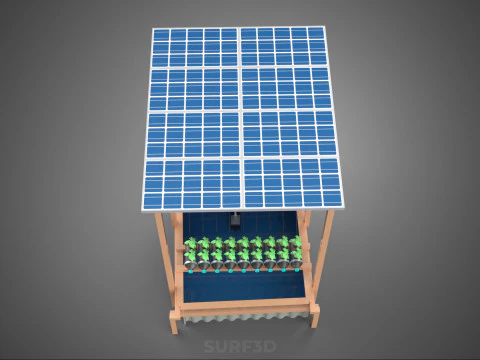 IOT HYDROPONIC PLANT PLASTIC BOTTLE CONTAINER SOLAR PANEL POWER 3D Model