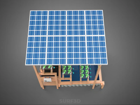 IOT HYDROPONIC PLANT PLASTIC BOTTLE CONTAINER SOLAR PANEL POWER 3D Model