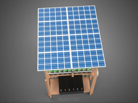 IOT HYDROPONIC PLANT PLASTIC BOTTLE CONTAINER SOLAR PANEL POWER 3D Model