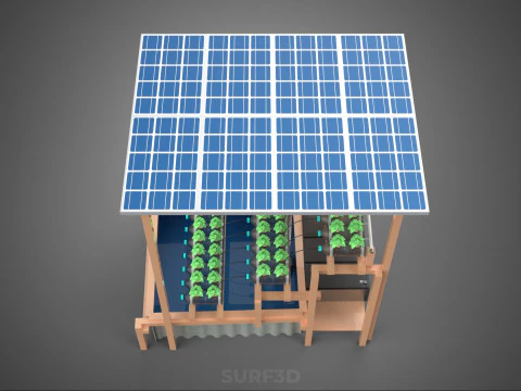 IOT HYDROPONIC PLANT PLASTIC BOTTLE CONTAINER SOLAR PANEL POWER 3D Model