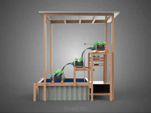 IOT HYDROPONIC PLANT PLASTIC BOTTLE CONTAINER SOLAR PANEL POWER 3D Model