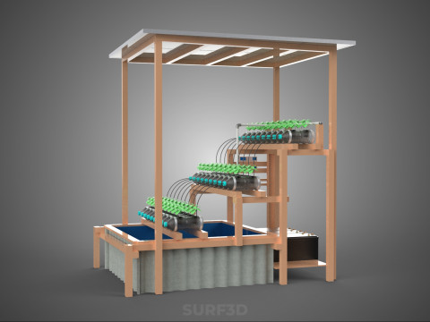 IOT HYDROPONIC PLANT PLASTIC BOTTLE CONTAINER SOLAR PANEL POWER 3Dモデル