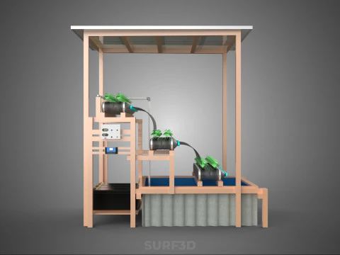 IOT HYDROPONIC PLANT PLASTIC BOTTLE CONTAINER SOLAR PANEL POWER 3D Model
