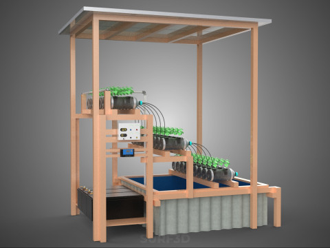 IOT HYDROPONIC PLANT PLASTIC BOTTLE CONTAINER SOLAR PANEL POWER 3Dモデル