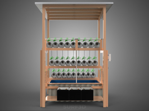 IOT HYDROPONIC PLANT PLASTIC BOTTLE CONTAINER SOLAR PANEL POWER 3Dモデル