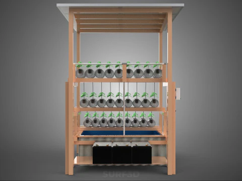 IOT HYDROPONIC PLANT PLASTIC BOTTLE CONTAINER SOLAR PANEL POWER 3D Model