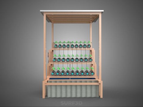 IOT HYDROPONIC PLANT PLASTIC BOTTLE CONTAINER SOLAR PANEL POWER 3Dモデル