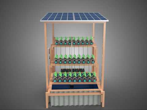 IOT HYDROPONIC PLANT PLASTIC BOTTLE CONTAINER SOLAR PANEL POWER 3Dモデル