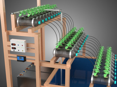 IOT HYDROPONIC PLANT PLASTIC BOTTLE CONTAINER SOLAR PANEL POWER 3Dモデル
