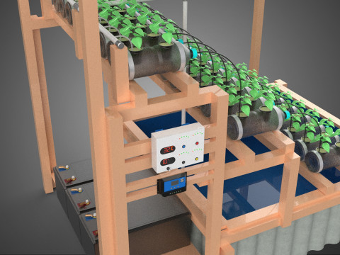 IOT HYDROPONIC PLANT PLASTIC BOTTLE CONTAINER SOLAR PANEL POWER 3Dモデル