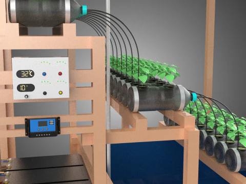 IOT HYDROPONIC PLANT PLASTIC BOTTLE CONTAINER SOLAR PANEL POWER 3D Model