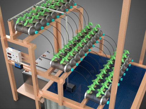 IOT HYDROPONIC PLANT PLASTIC BOTTLE CONTAINER SOLAR PANEL POWER 3Dモデル