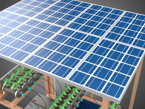 IOT HYDROPONIC PLANT PLASTIC BOTTLE CONTAINER SOLAR PANEL POWER 3D Model