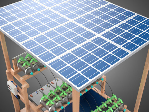 IOT HYDROPONIC PLANT PLASTIC BOTTLE CONTAINER SOLAR PANEL POWER 3Dモデル