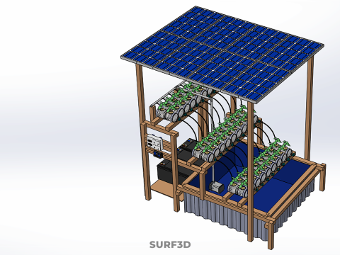 IOT HYDROPONIC PLANT PLASTIC BOTTLE CONTAINER SOLAR PANEL POWER 3Dモデル