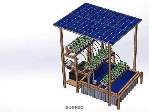 IOT HYDROPONIC PLANT PLASTIC BOTTLE CONTAINER SOLAR PANEL POWER 3D Model