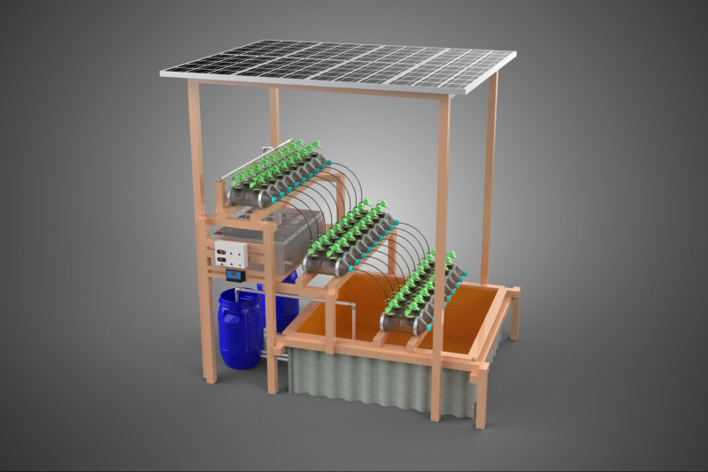 SOLAR PANEL POWERED IOT HYDROPONIC PLANT BOTTLE CONTAINER POND 3D Model .c4d .max .obj .3ds .fbx .stl .blend 