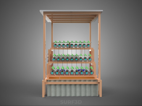SOLAR PANEL POWERED IOT HYDROPONIC PLANT BOTTLE CONTAINER POND 3D Model