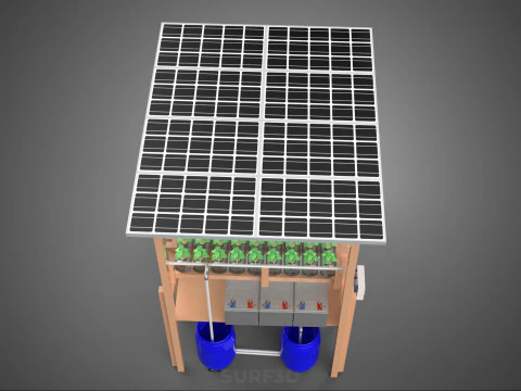SOLAR PANEL POWERED IOT HYDROPONIC PLANT BOTTLE CONTAINER POND 3D Model