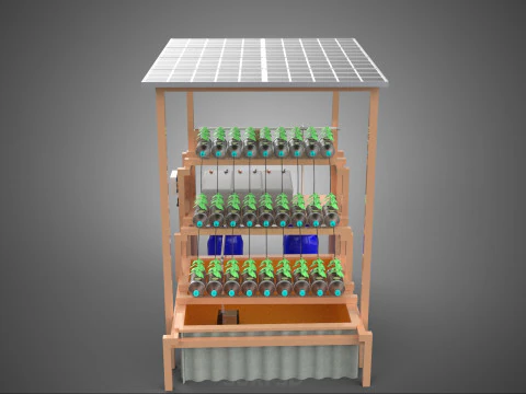SOLAR PANEL POWERED IOT HYDROPONIC PLANT BOTTLE CONTAINER POND 3D Model