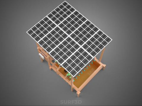 SOLAR PANEL POWERED IOT HYDROPONIC PLANT BOTTLE CONTAINER POND 3D Model
