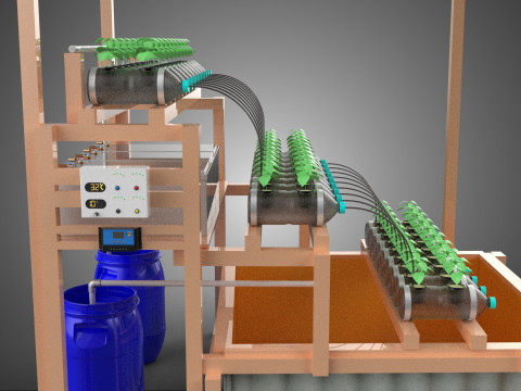 SOLAR PANEL POWERED IOT HYDROPONIC PLANT BOTTLE CONTAINER POND 3D Model