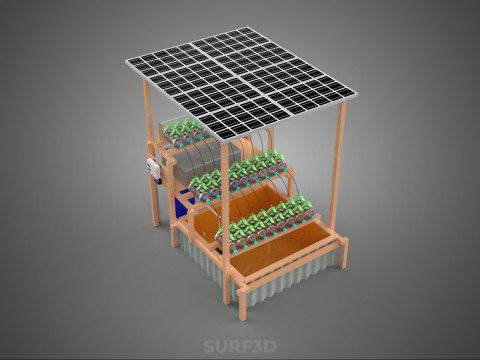 SOLAR PANEL POWERED IOT HYDROPONIC PLANT BOTTLE CONTAINER POND 3D Model