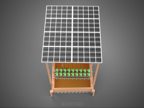 SOLAR PANEL POWERED IOT HYDROPONIC PLANT BOTTLE CONTAINER POND 3D Model