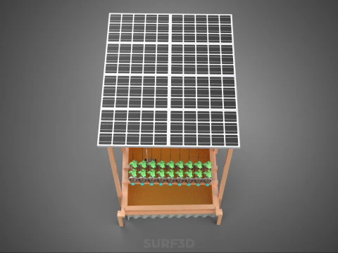 SOLAR PANEL POWERED IOT HYDROPONIC PLANT BOTTLE CONTAINER POND 3D Model