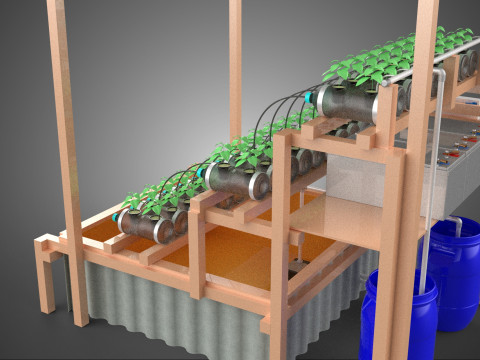 SOLAR PANEL POWERED IOT HYDROPONIC PLANT BOTTLE CONTAINER POND 3D Model