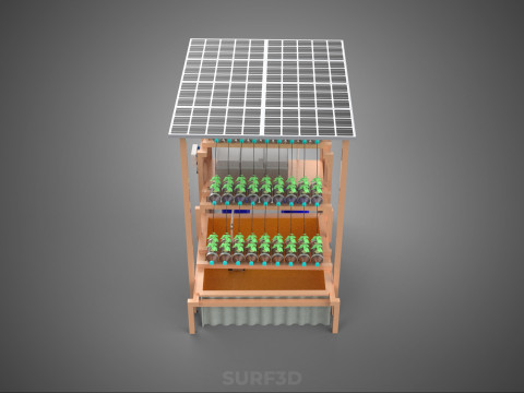SOLAR PANEL POWERED IOT HYDROPONIC PLANT BOTTLE CONTAINER POND 3D Model