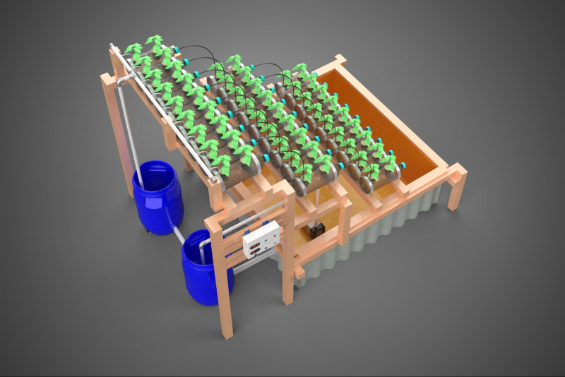 IOT CONTROL HYDROPONIC PLANT PLASTIC WATER BOTTLE CONTAINER POND 3D Модель .c4d .max .obj .3ds .fbx .stl .blend 