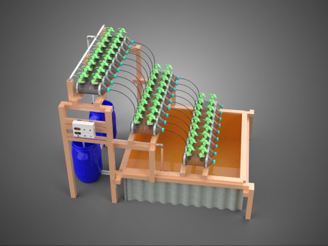 IOT CONTROL HYDROPONIC PLANT PLASTIC WATER BOTTLE CONTAINER POND 3D Модель