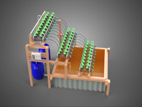 IOT CONTROL HYDROPONIC PLANT PLASTIC WATER BOTTLE CONTAINER POND 3D Model