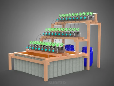 IOT CONTROL HYDROPONIC PLANT PLASTIC WATER BOTTLE CONTAINER POND 3D Model