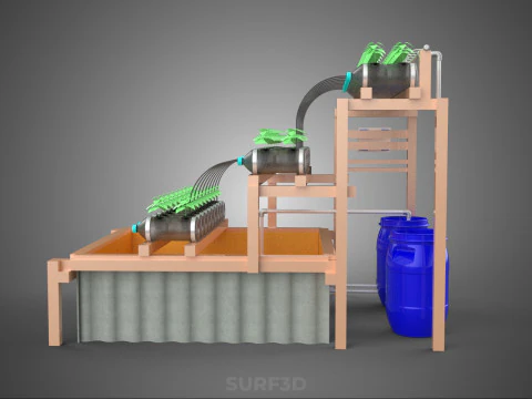 IOT CONTROL HYDROPONIC PLANT PLASTIC WATER BOTTLE CONTAINER POND 3D Model