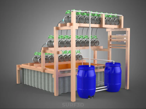 IOT CONTROL HYDROPONIC PLANT PLASTIC WATER BOTTLE CONTAINER POND 3D Model