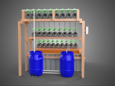 IOT CONTROL HYDROPONIC PLANT PLASTIC WATER BOTTLE CONTAINER POND 3D Модель