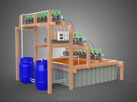 IOT CONTROL HYDROPONIC PLANT PLASTIC WATER BOTTLE CONTAINER POND 3D Модель