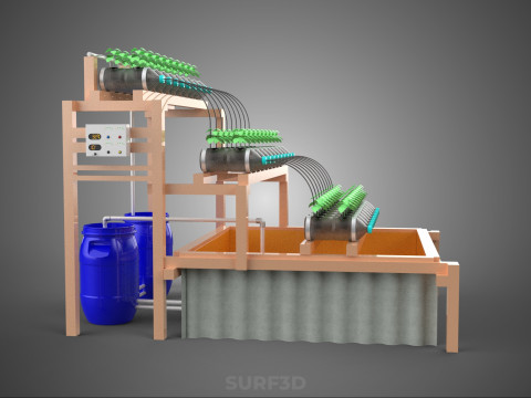 IOT CONTROL HYDROPONIC PLANT PLASTIC WATER BOTTLE CONTAINER POND 3D Модель