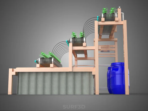 IOT CONTROL HYDROPONIC PLANT PLASTIC WATER BOTTLE CONTAINER POND 3D Model